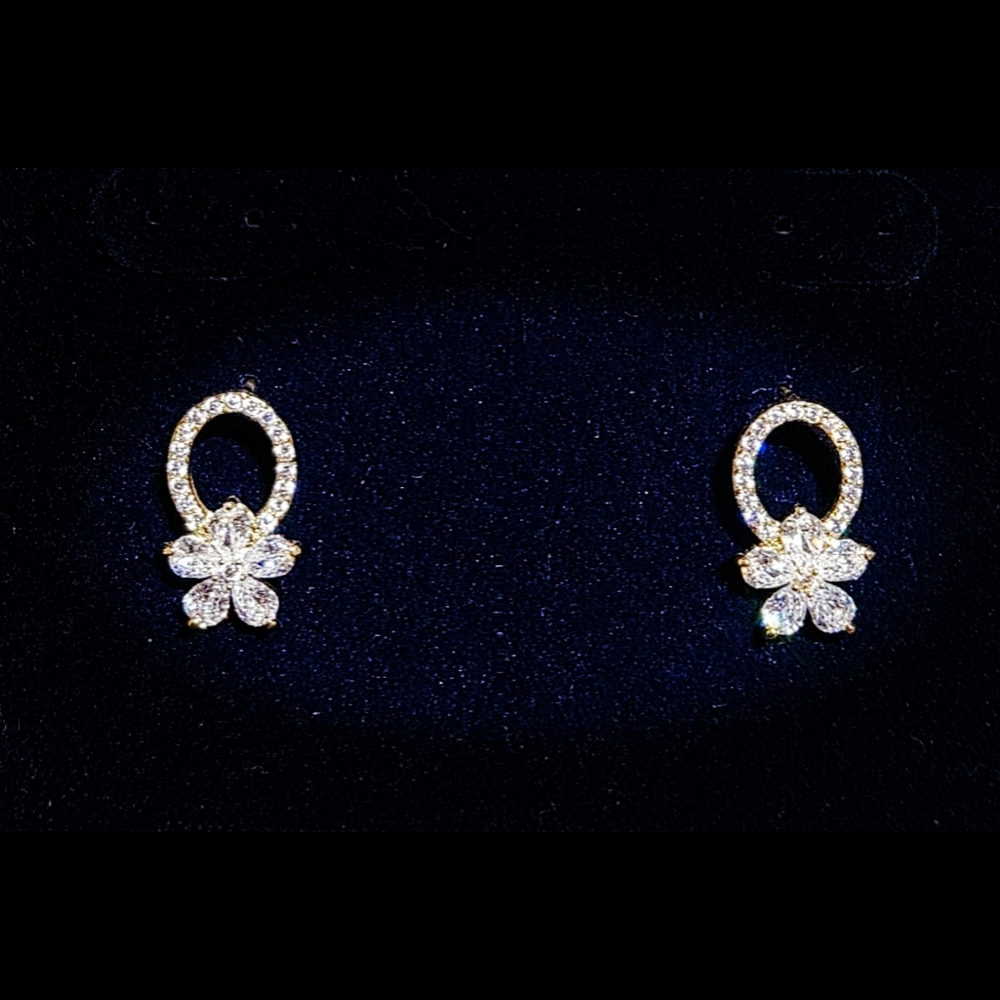 Golden Hoop Flower Earrings